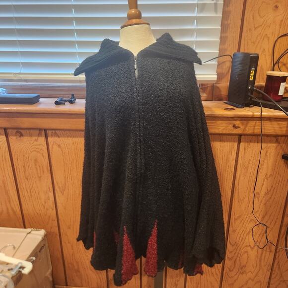 NWT Black And Red Mode Lia Peasant Skirt And Zip Up Poncho Set Sz XL - Picture 1 of 4